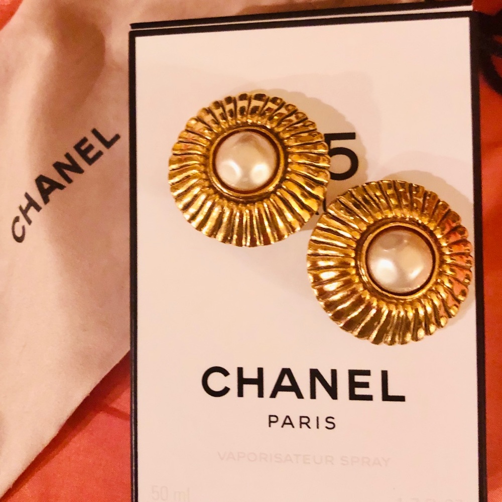 Chanel Signed Vintage Clip-On Earrings